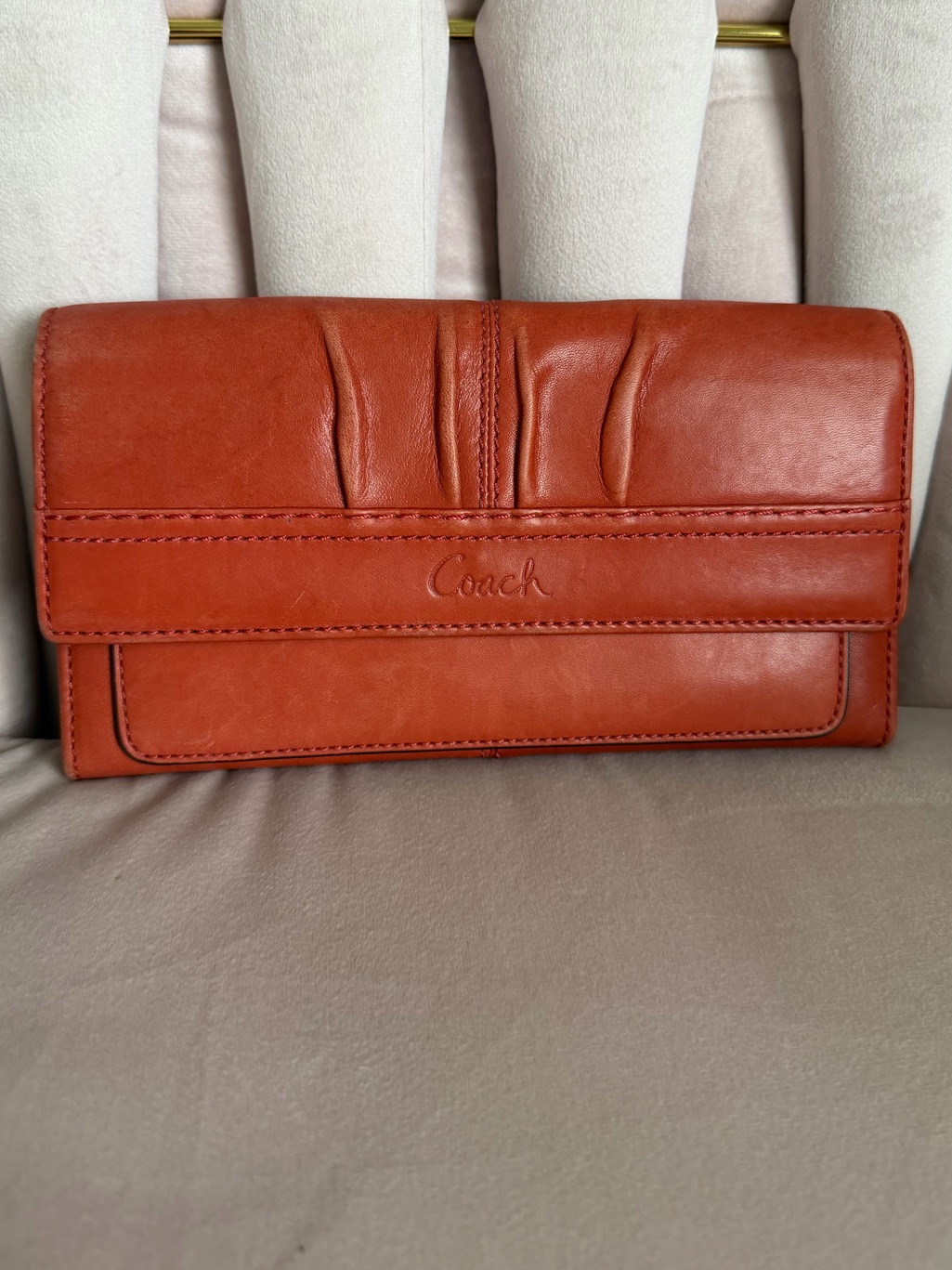 Coach Soho Pleather Orange Leather Wallet